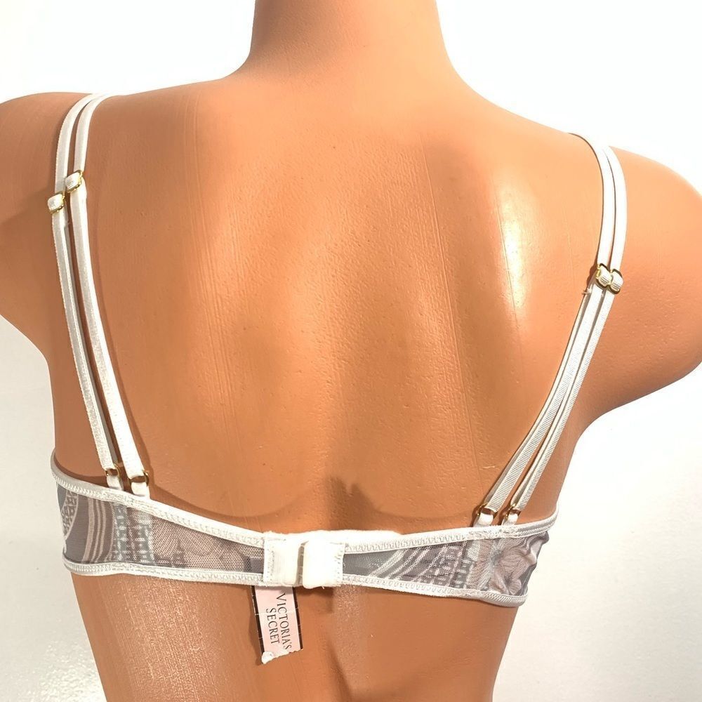 Victoria’s Secret Sexy Sheer Mesh Scoop Neck Unlined Bralette Bra gray - Picture 5 of 11